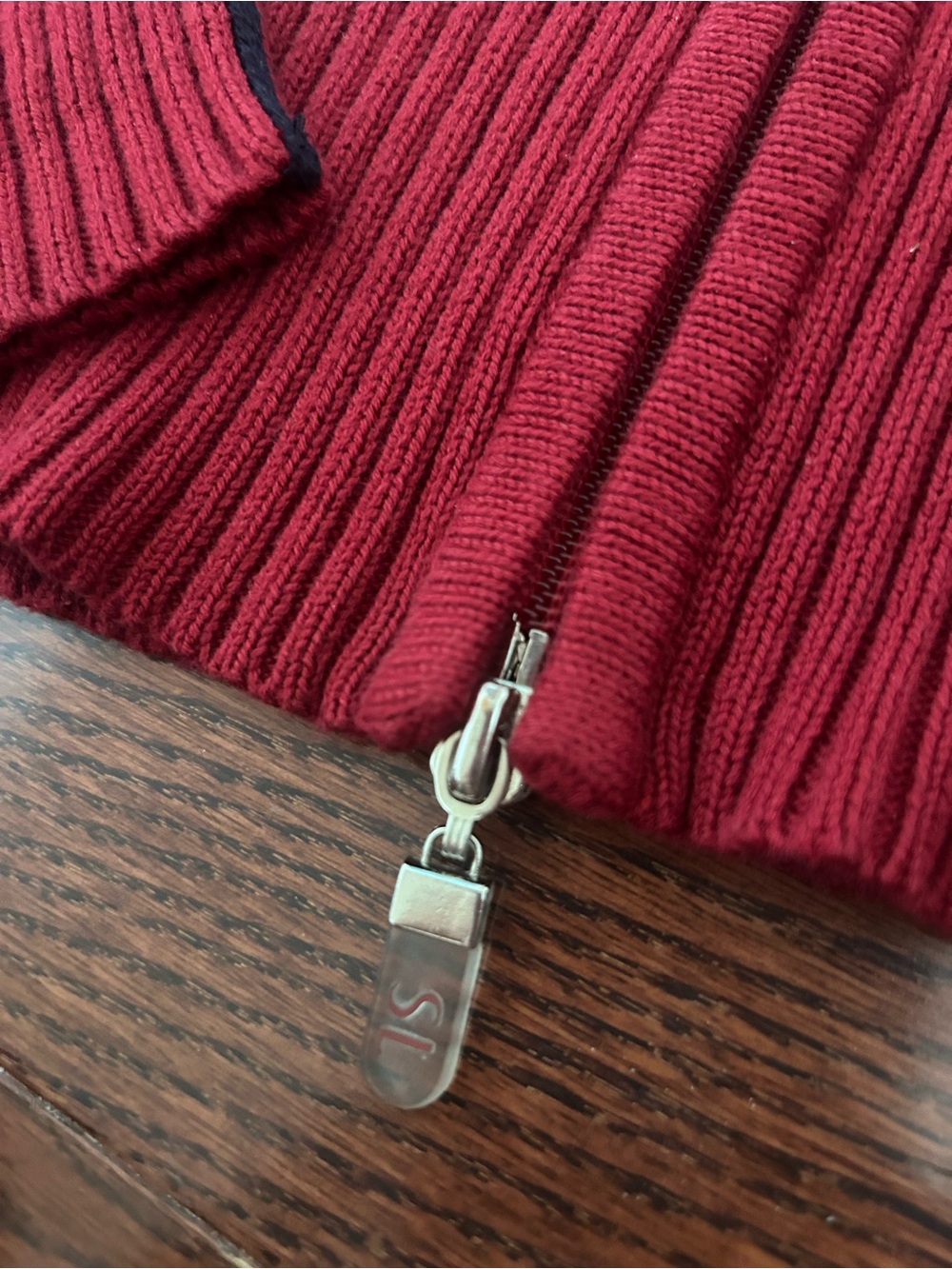 Studio London Red Ribbed Zip-Front Knit Jacket - Picture 4 of 5